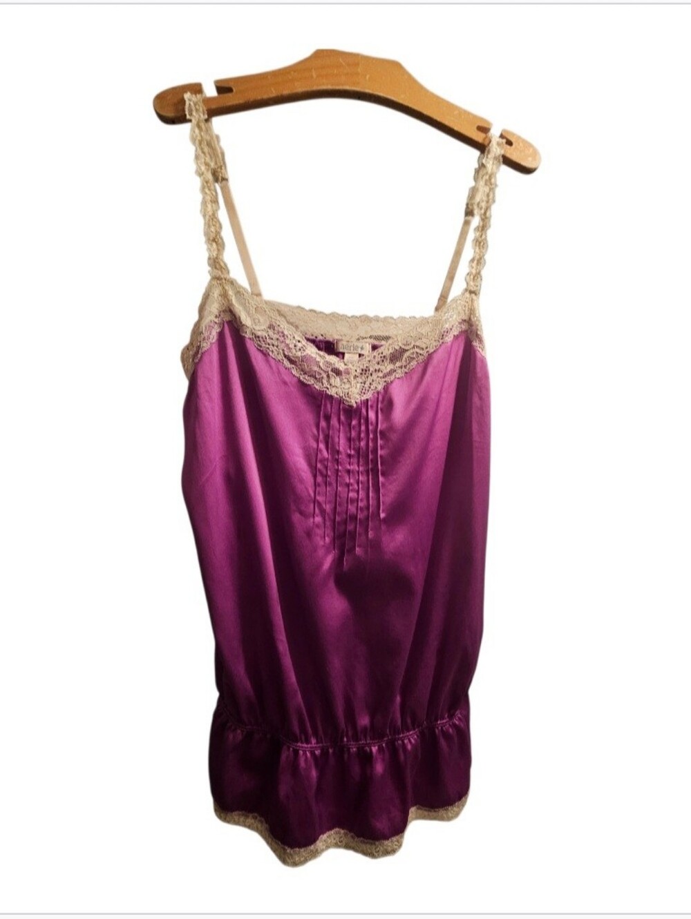 Sz M Aerie AEO Pink Y2K Satin Lace Camisole